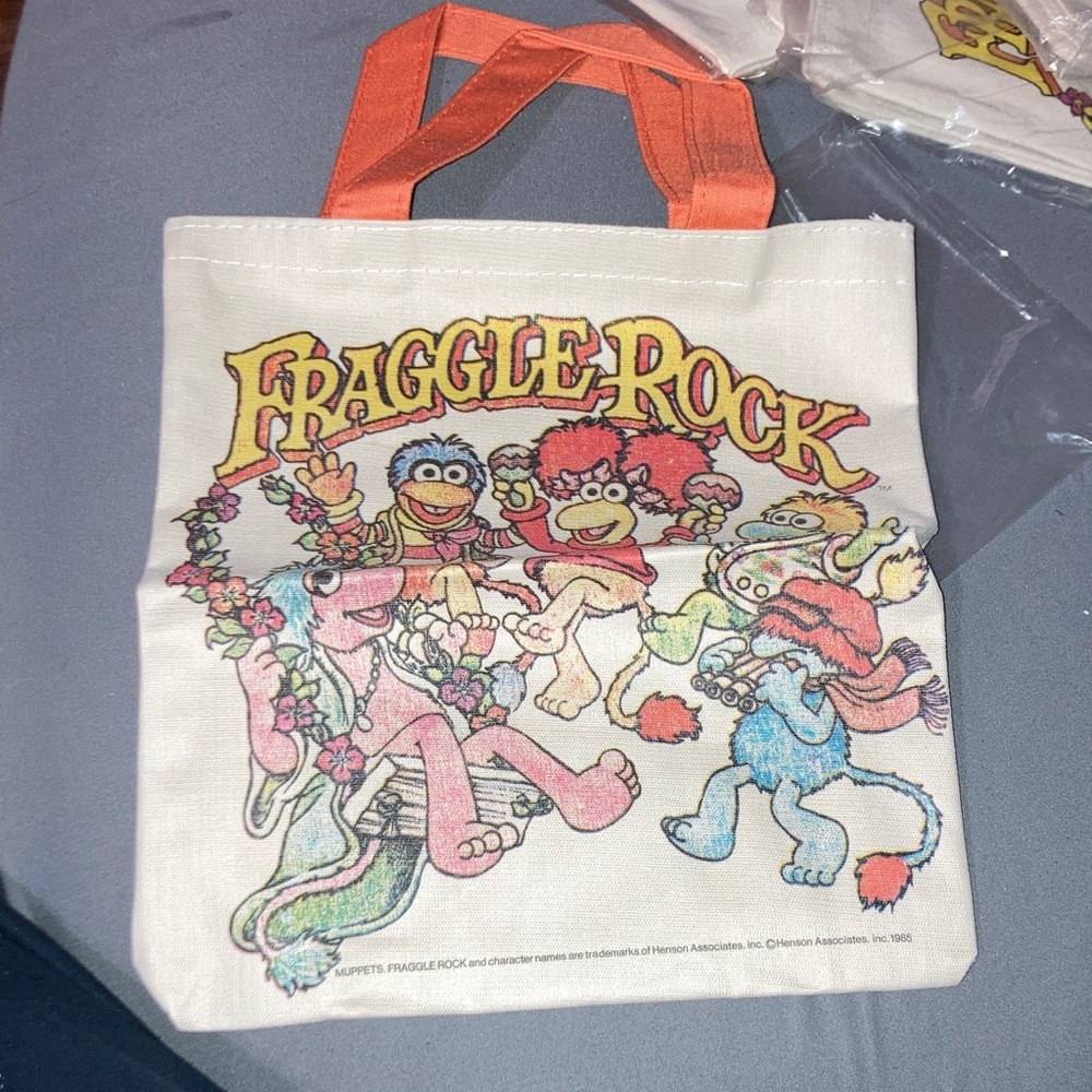 Vintage fraggle rock Colorful Character Tote Bag with Orange Accent